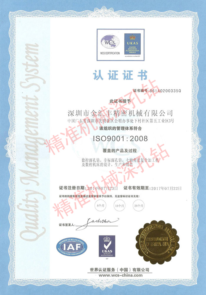 ISO9001 quality management system certification